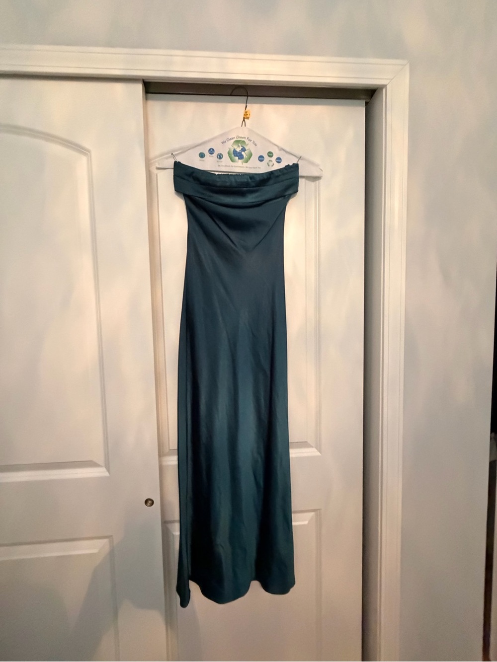 Elegant Strapless Teal Maxi Dress